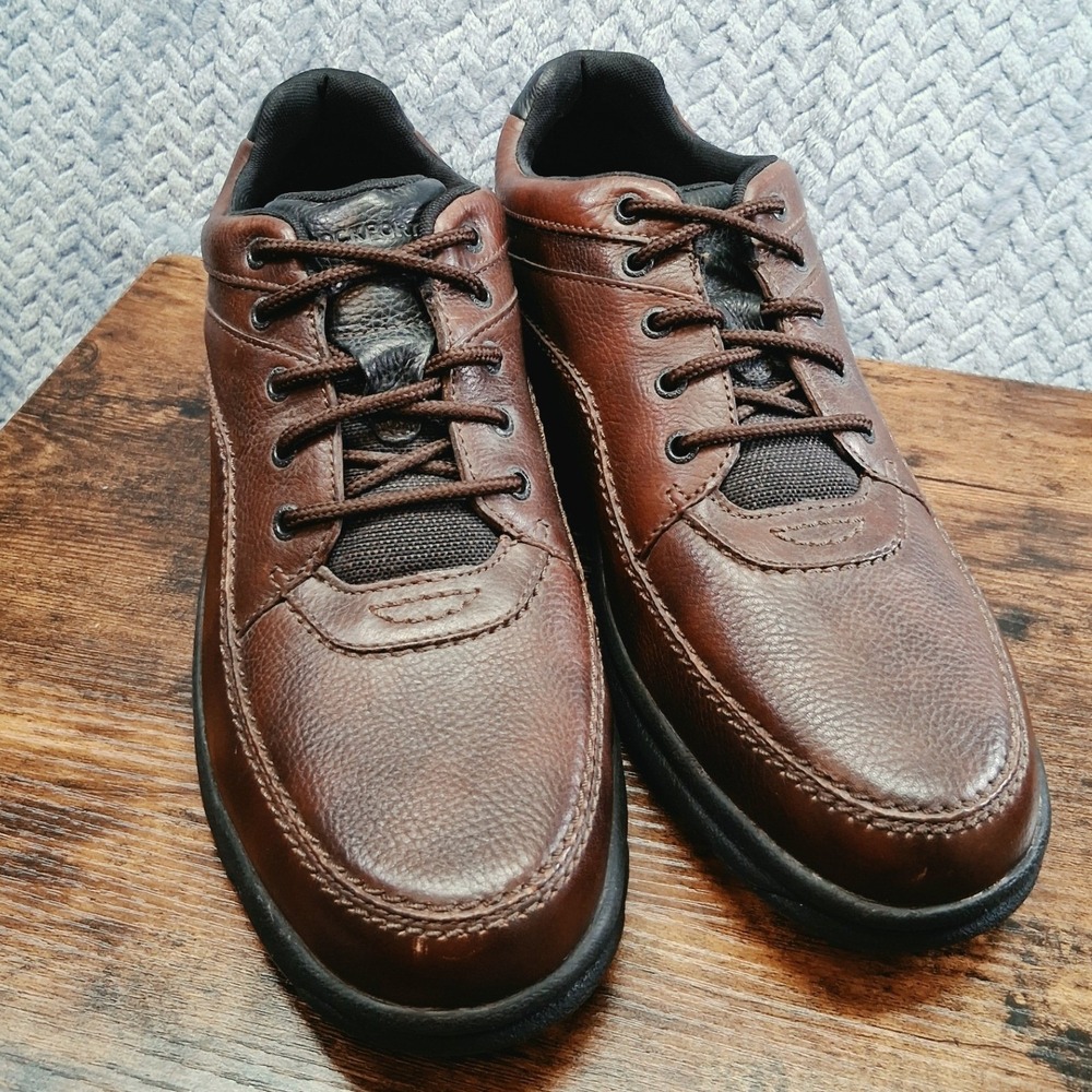Rockport Mens Burgundy Leather Walking Shoes Size 14M Casual Oxford Sneaker